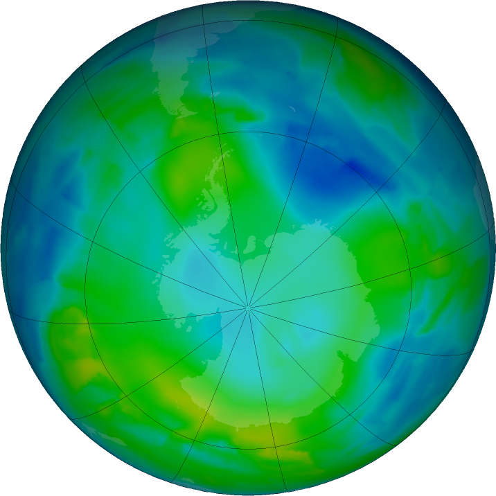 Antarctic ozone map for 19 May 2011